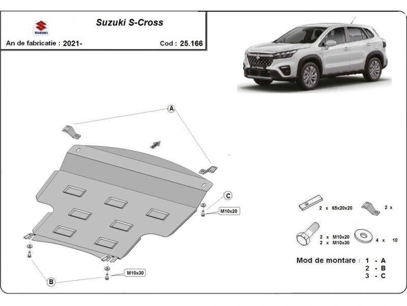 Bunnplate stål Suzuki S-Cross 2021 - 2023 | Motordeksel - Beskyttelse deksel under motor – bilde 2