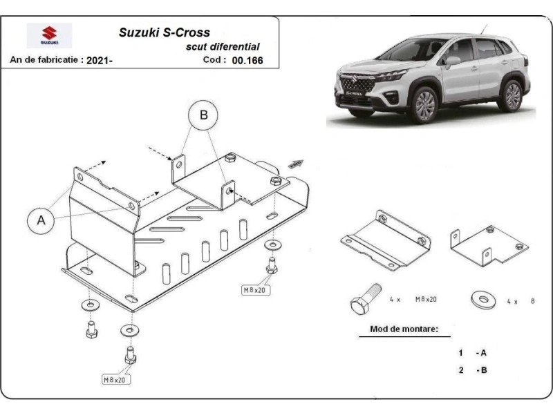 Bunnplate stål Suzuki S-Cross 2021 -> | Differensialdeksel - Beskyttelse deksel under differensial – bilde 2