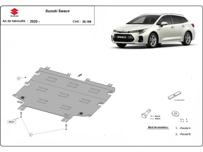 Bunnplate stål Suzuki Swace 2020 -> | Motordeksel - Beskyttelse deksel under motor – bilde 2