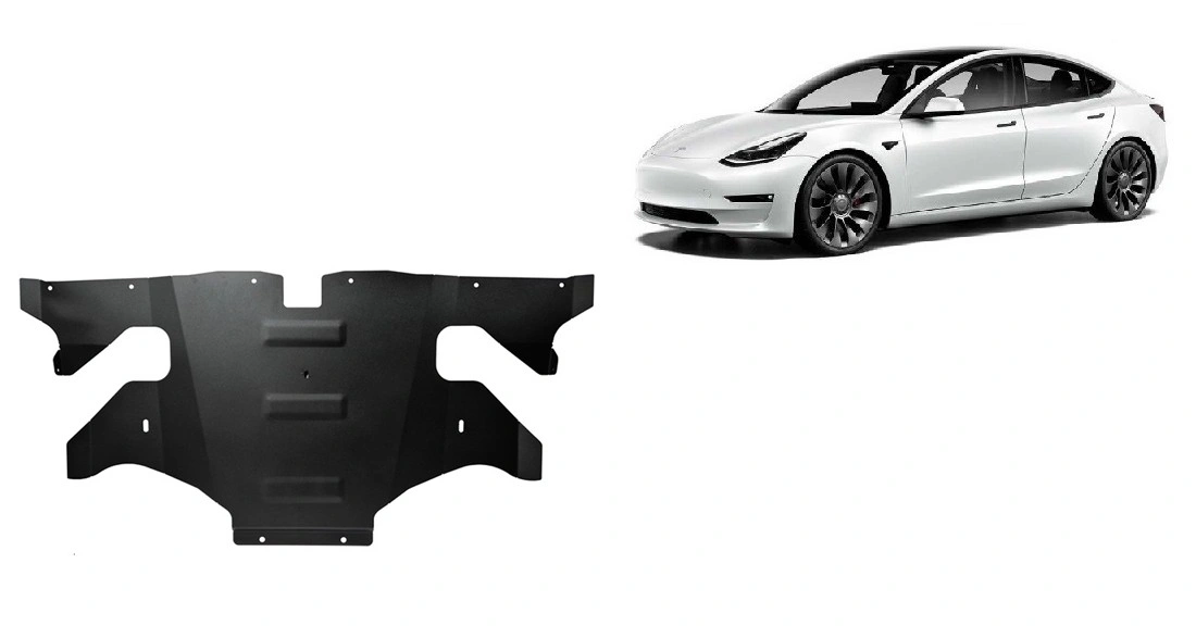 Bunnplate stål Tesla Model 3 2017 -> / Tesla Model Y 2020 - 2025 │ Elektrisk motor bak - AWD Beskyttelse deksel under elmotor Image 1