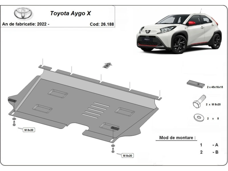 Bunnplate stål Toyota Aygo X 2022 -> | Motordeksel - Beskyttelse deksel under motor – bilde 2