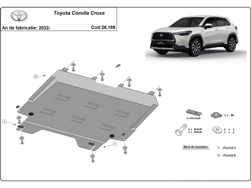 Bunnplate stål Toyota Corolla Cross 2022 -> | Motordeksel - Beskyttelse deksel under motor – bilde 2