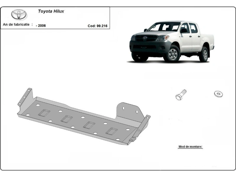 Bunnplate stål Toyota Hilux 2000 - 2006 | Drivstofftankdeksel - Beskyttelse deksel under dieseltank – bilde 2
