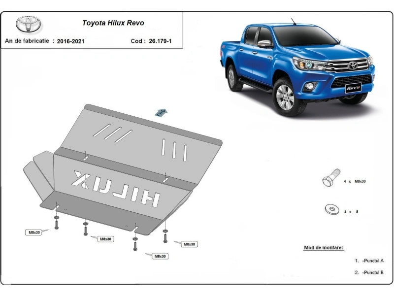 Bunnplate stål Toyota Hilux Revo 2016 -> | Radiatordeksel - Beskyttelse deksel under radiator – bilde 2