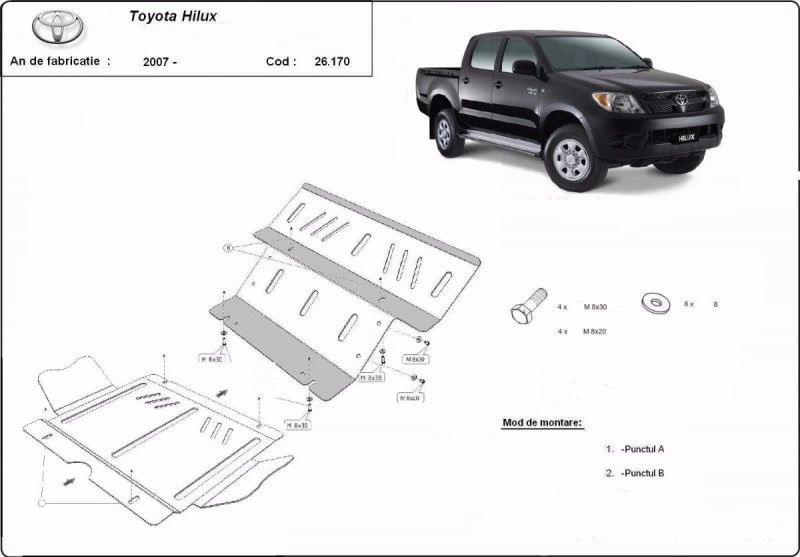 Bunnplate stål Toyota Hilux VII 2005 - 2015 │ Beskyttelse deksel under motor + girkasse + differensial – bilde 3