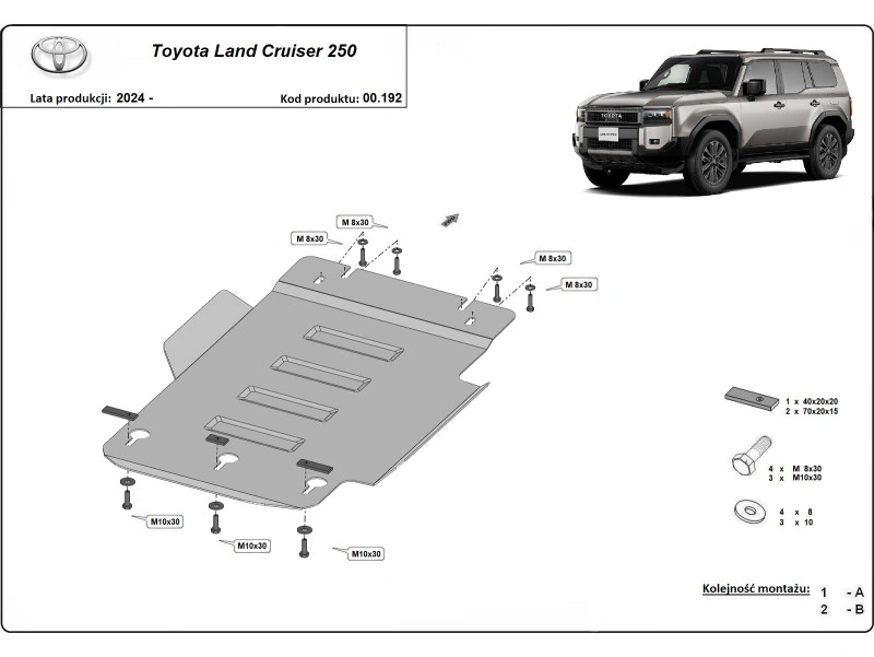 Bunnplate stål Toyota Land Cruiser 250 2024 -> | Girkassedeksel - Beskyttelse deksel under girkasse – bilde 2