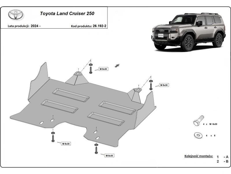 Bunnplate stål Toyota Land Cruiser 250 2024 -> | Motordeksel - Beskyttelse deksel under motor – bilde 2