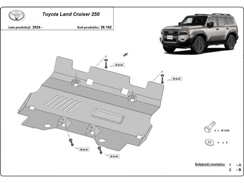 Bunnplate stål Toyota Land Cruiser 250 2024 -> | Radiatordeksel - Beskyttelse deksel under radiator – bilde 2