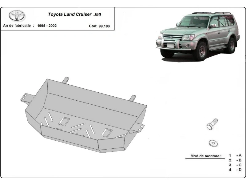 Bunnplate stål Toyota Land Cruiser J90 1996 – 2002 │ Drivstofftankdeksel - Beskyttelse deksel under dieseltank – bilde 2