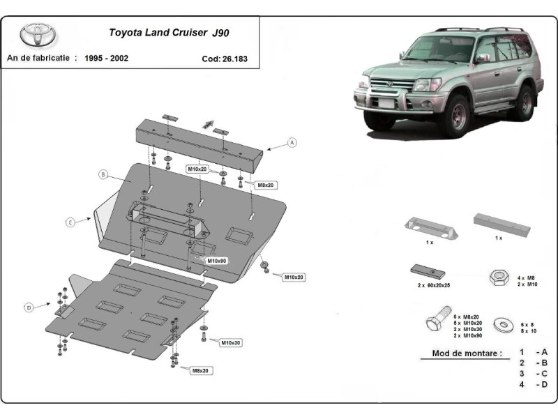 Bunnplate stål Toyota Land Cruiser J90 1996 – 2002 │ Motordeksel - Beskyttelse deksel under motor – bilde 7