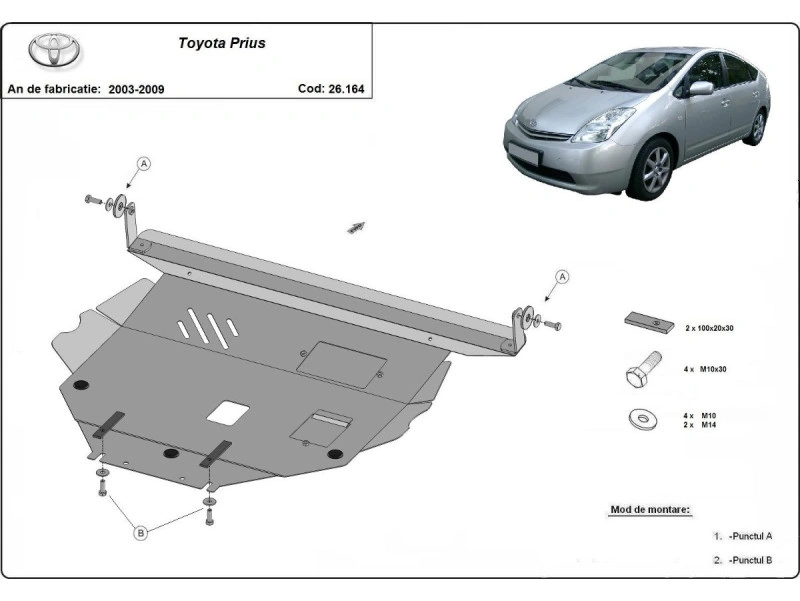 Bunnplate stål Toyota Prius 2003 - 2009 | Motordeksel - Beskyttelse deksel under motor – bilde 2