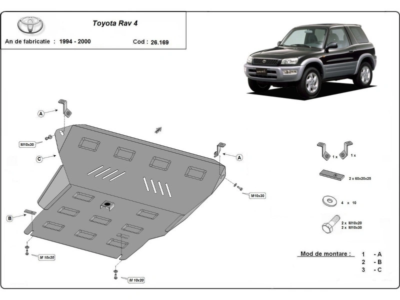 Bunnplate stål Toyota RAV 4 1994 - 2000 | Motordeksel - Beskyttelse deksel under motor – bilde 2