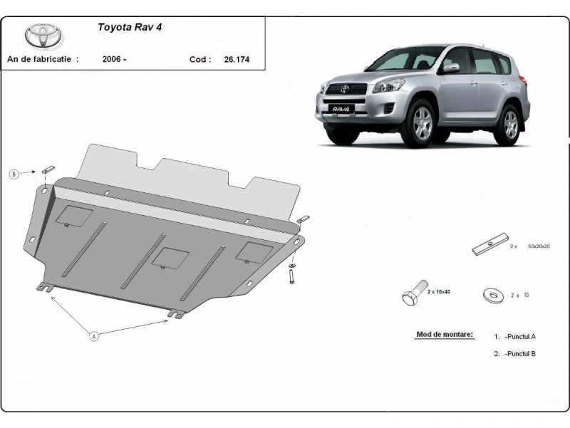 Bunnplate stål Toyota RAV 4 Diesel 2006 - 2013 | Motordeksel - Beskyttelse deksel under motor – bilde 2