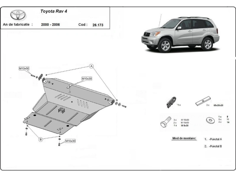 Bunnplate stål Toyota Rav4 2000 - 2006 | Motordeksel - Beskyttelse deksel under motor – bilde 2