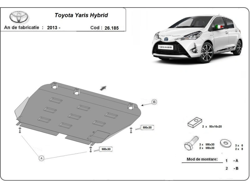 Bunnplate stål Toyota Yaris XP150 2013 - 2021 | Motordeksel - Beskyttelse deksel under motor – bilde 2