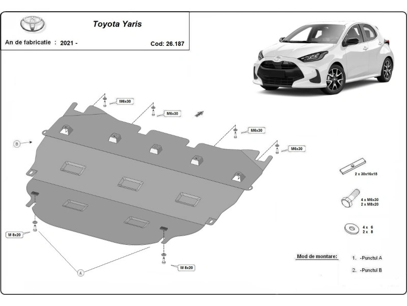 Bunnplate stål Toyota Yaris XP210 2021 -> | Motordeksel - Beskyttelse deksel under motor – bilde 2