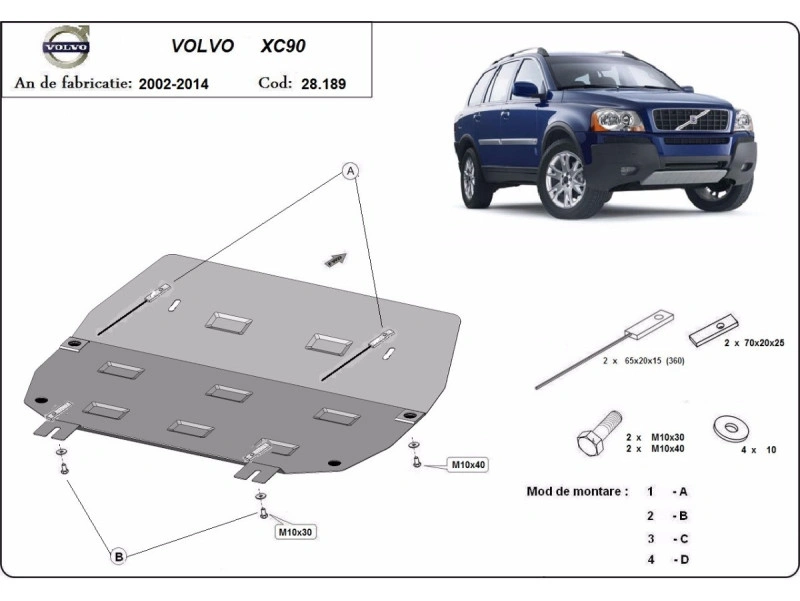 Bunnplate stål  Volvo XC90 I 2002 - 2014 | Motordeksel - Beskyttelse deksel under motor – bilde 2