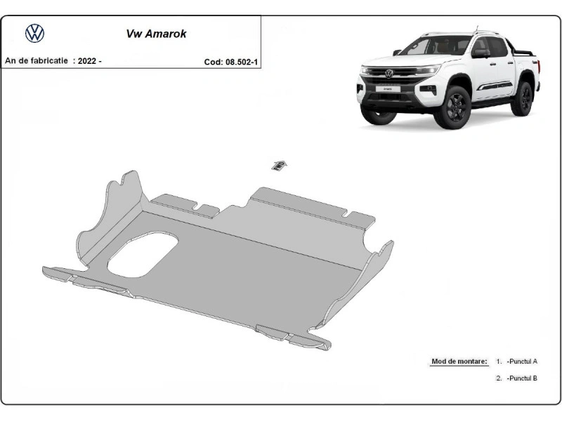 Bunnplate stål VW Amarok II /2023 ->  Ford Ranger 2022 -> | Motordeksel - Beskyttelse deksel under motor