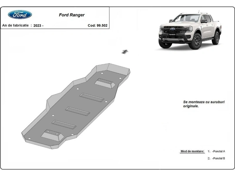 Bunnplate stål VW Amarok II / Ford Ranger 2022 -> | Drivstofftankdeksel - Beskyttelse deksel under dieseltank – bilde 4