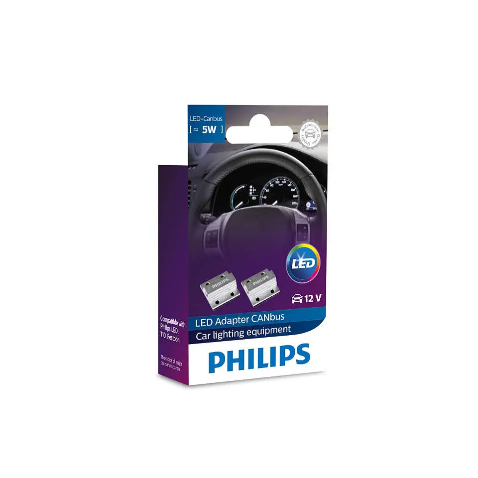 Canbus 5W motstand LED-signallys og -kupélys Philips CEA - sett 2 stk.