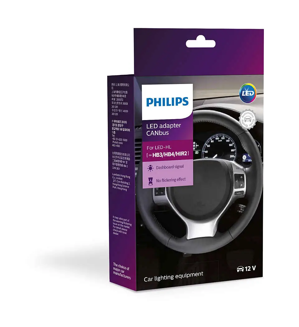 CANBUS LED-adapter HB3/HB4/HIR2 Philips - sett 2 stk.