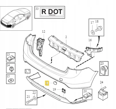 Deksel slepekrok Volvo Genuine® S60 / S60 Cross Country 2011-2018 │ bak – bilde 3