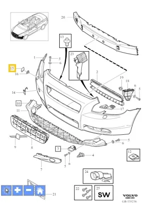 Deksel spylerdyse lykt Volvo Genuine® C70 2006-2013 │ høyre – bilde 2
