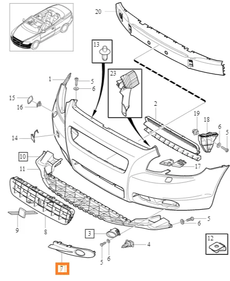 Deksel tåkelys Volvo Genuine® C70 2006-2011 │ venstre