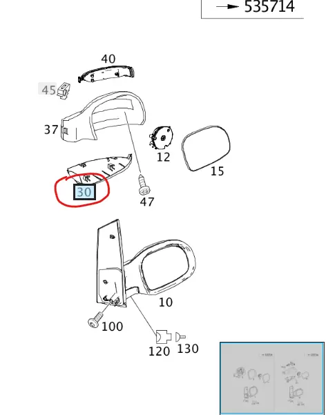 Deksel under speilet Høyre Mercedes-Benz
