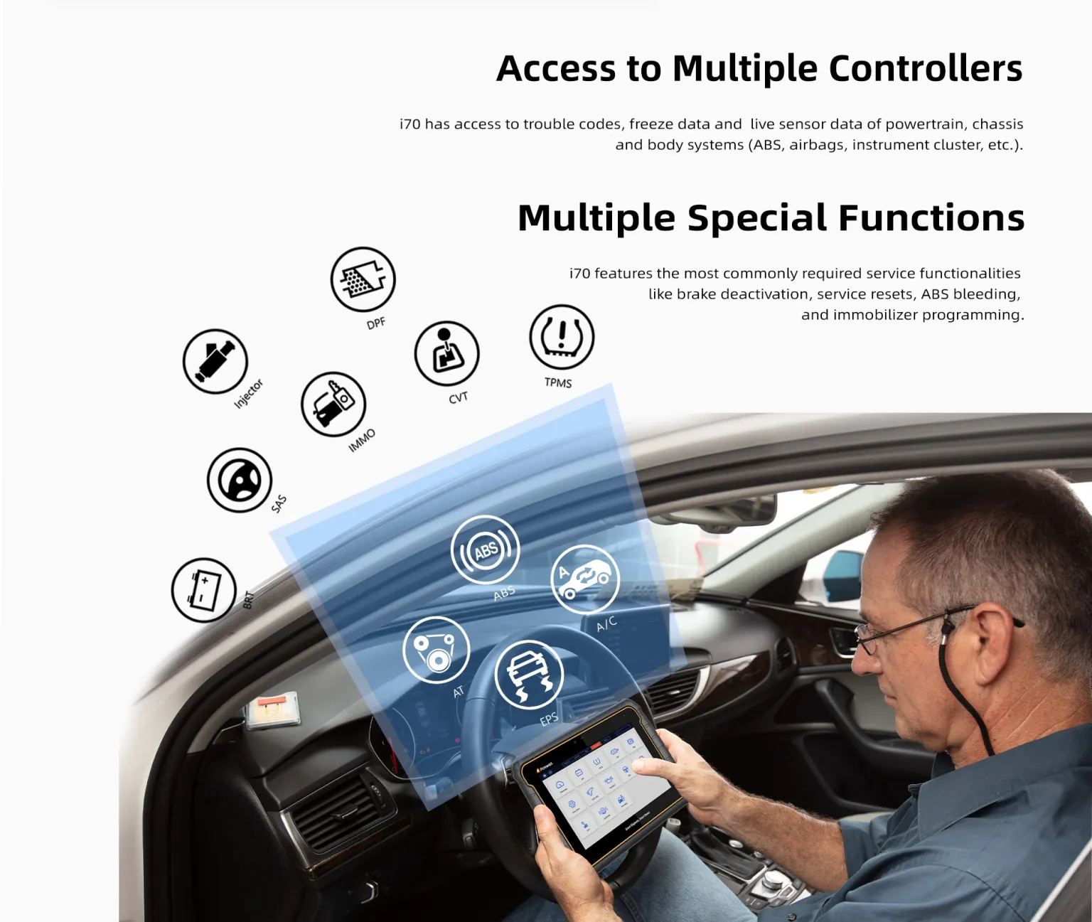 Diagnoseverktøy Foxwell i70 Pro Bluetooth Wi-Fi  Scanner │ Professional Full Diagnostic System Tool Image 7