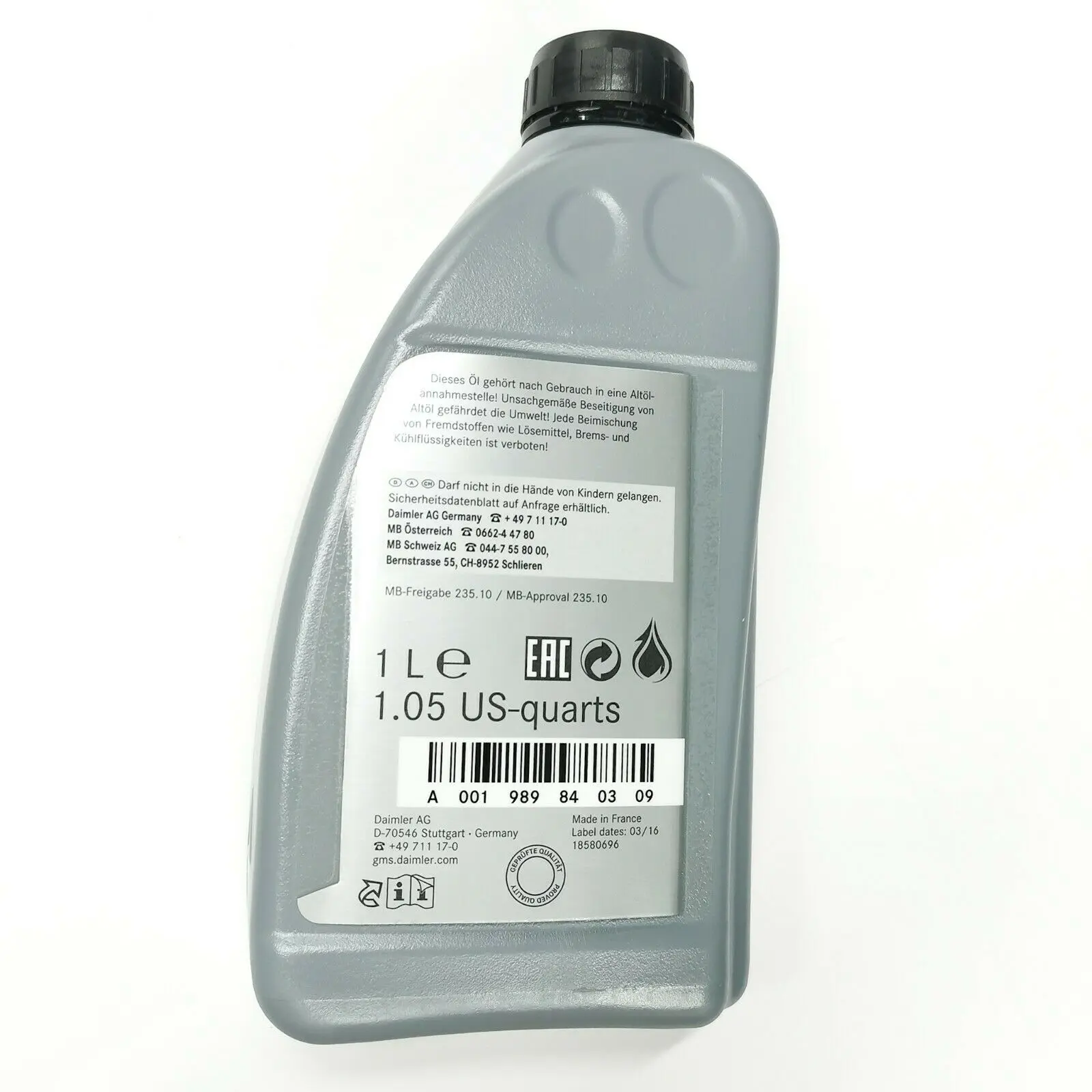 Differensialolje 75W-85 Mercedes-Benz 235.7 │ Genuine® Rear Axle Diff Differential Oil - 1L Image 3