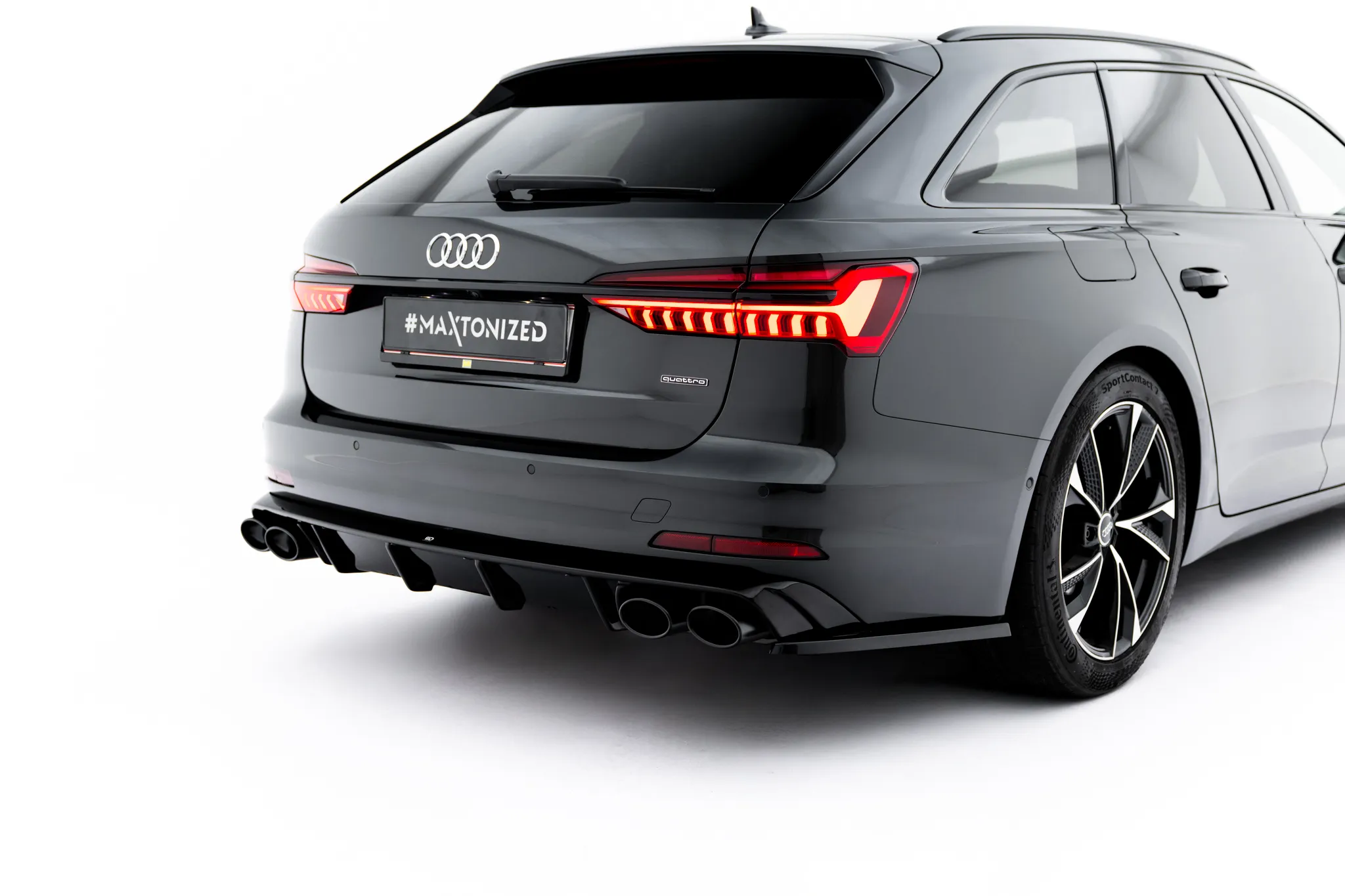 Diffuser med imiterte eksosrør med Milltek eksos Audi A6 C8 2018 - 2023 | Glossy Black Edition – bilde 2