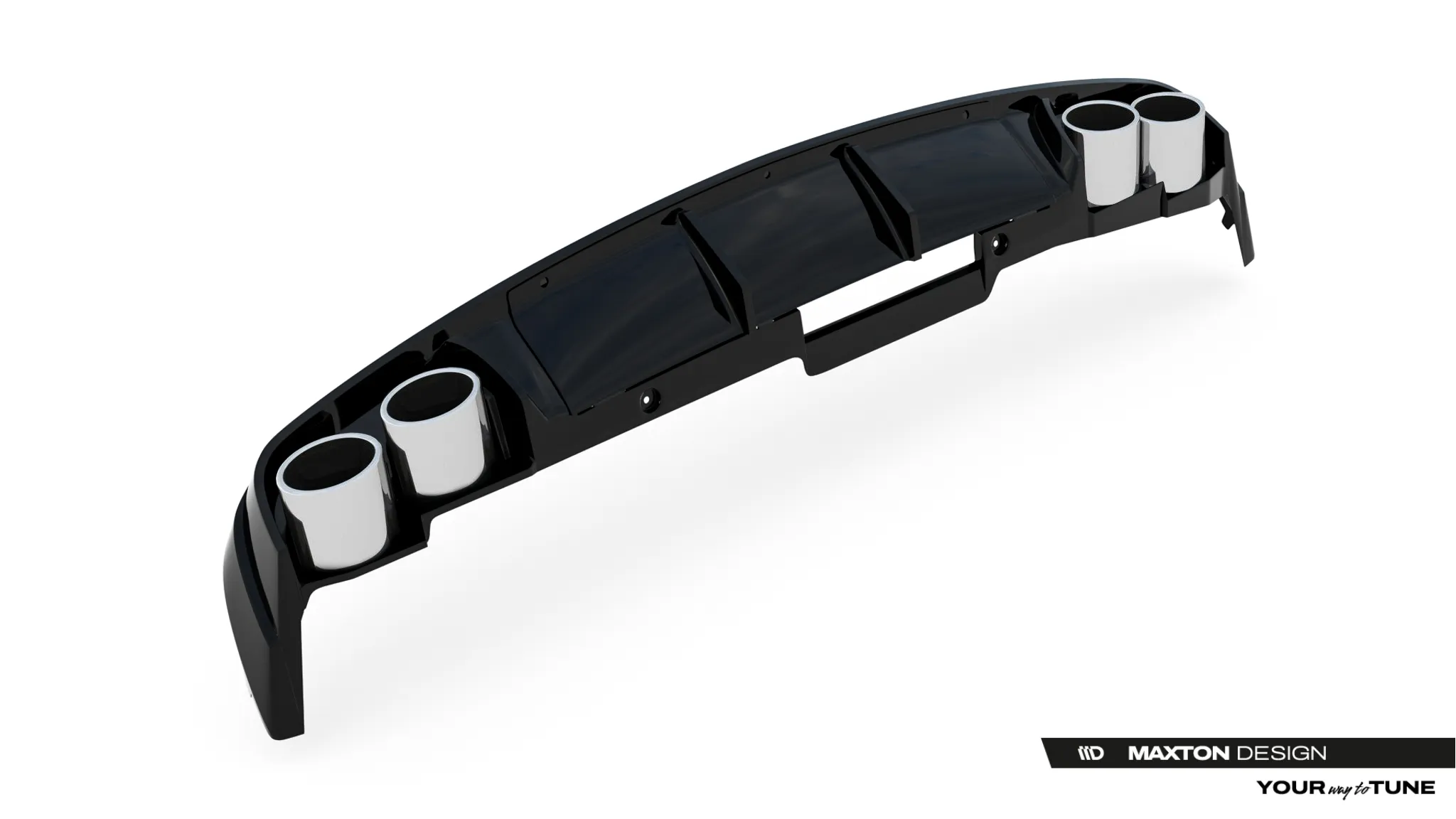 Diffuser med imiterte eksosrør med Milltek eksos Audi A6 C8 2018 - 2023 | Glossy Black Edition – bilde 7