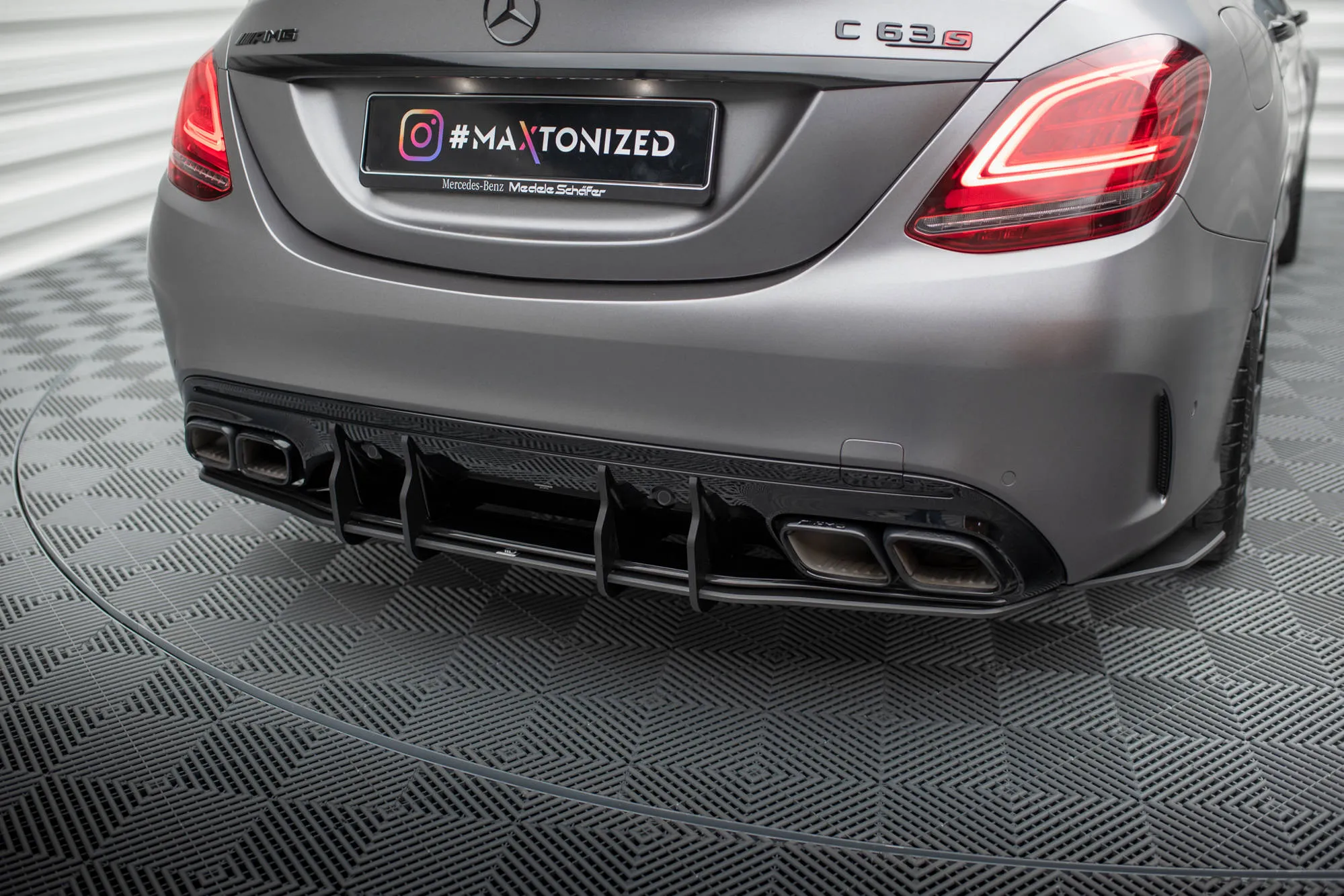 Diffuser Mercedes-Benz C63 AMG (W205 / S205) facelift 2018 - 2021 | Street Pro Black Edition