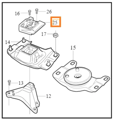 Distanse venstre motorfeste Volvo Genuine® C30 C70 S40 V50 │ bensin/diesel