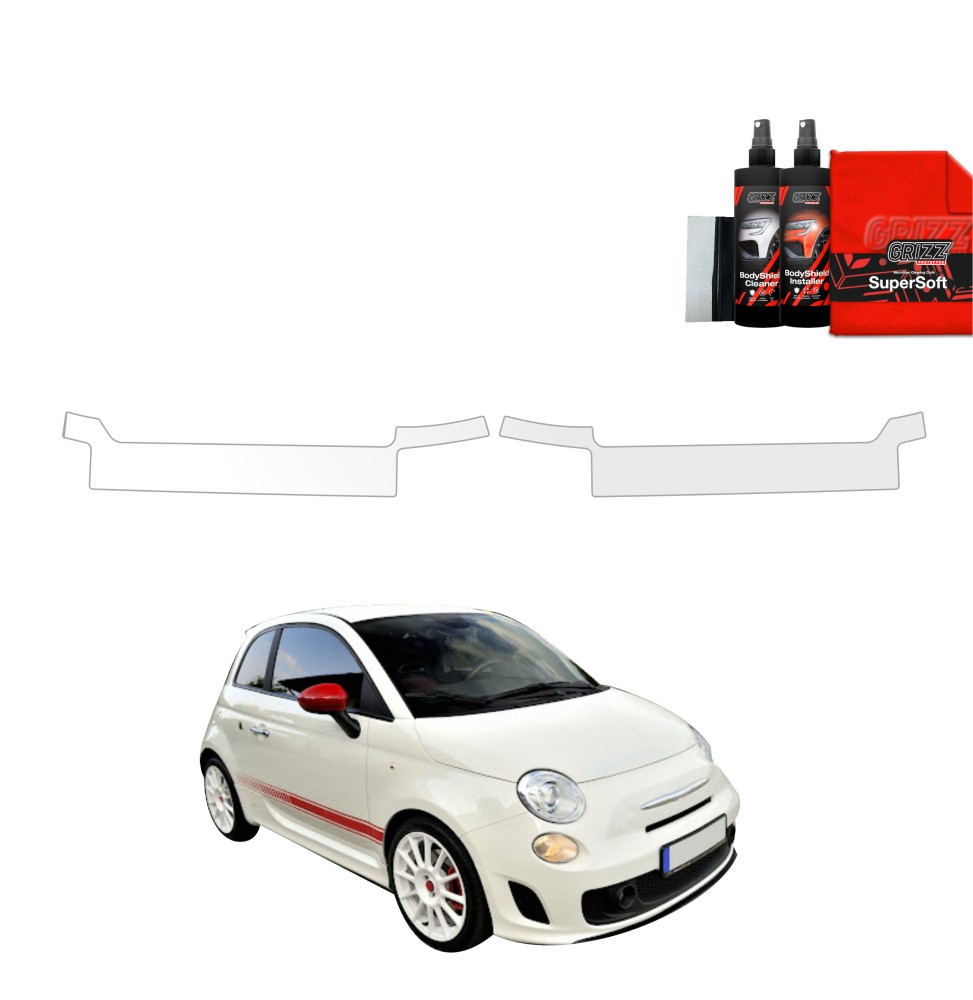 Dørbeskyttere Abarth 500 2016 - 2023 │ Beskyttelse Dørterskler PPF beskyttelsesfolie Gjennomsiktig BodyShield