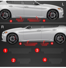 Dørbeskyttere Alfa Romeo Giulia 2023 - 2025 │ Beskyttelse Dørterskler PPF beskyttelsesfolie Gjennomsiktig BodyShield – bilde 2