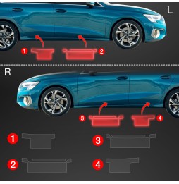 Dørbeskyttere Audi A3 (8Y) 2020 - 2023 │ Beskyttelse Dørterskler PPF beskyttelsesfolie Gjennomsiktig BodyShield – bilde 2