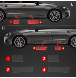Dørbeskyttere Audi A4 2019 - 2024 │ Beskyttelse Dørterskler PPF beskyttelsesfolie Gjennomsiktig BodyShield – bilde 2