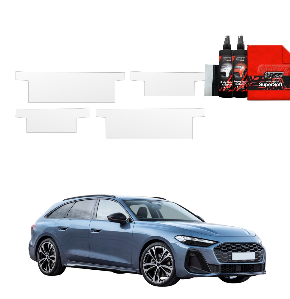 Dørbeskyttere Audi A5 (B10) 2025 -> │ Beskyttelse Dørterskler PPF beskyttelsesfolie Gjennomsiktig BodyShield