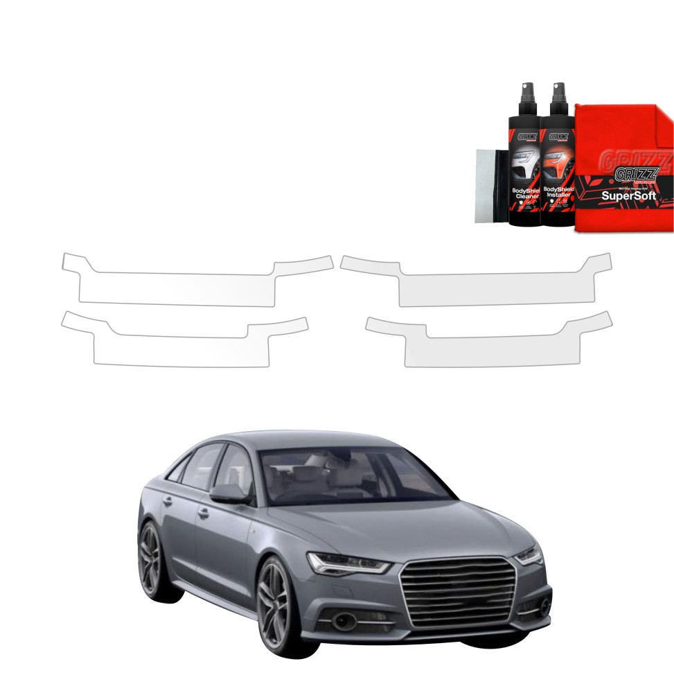 Dørbeskyttere Audi A6 C7 2011 - 2014 │ Beskyttelse Dørterskler PPF beskyttelsesfolie Gjennomsiktig BodyShield