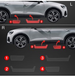 Dørbeskyttere Audi Q3 2018 - 2025 │ Beskyttelse Dørterskler PPF beskyttelsesfolie Gjennomsiktig BodyShield – bilde 2