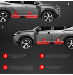 Dørbeskyttere Dacia Duster 2024 - 2025 │ Beskyttelse Dørterskler PPF beskyttelsesfolie Gjennomsiktig BodyShield – bilde 2