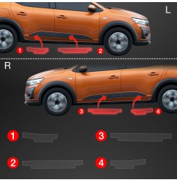 Dørbeskyttere Dacia Sandero 2020 - 2025 │ Beskyttelse Dørterskler PPF beskyttelsesfolie Gjennomsiktig BodyShield – bilde 2