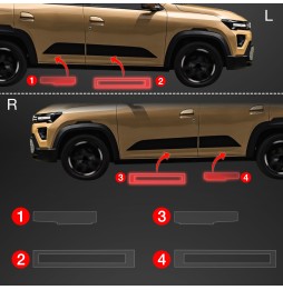 Dørbeskyttere Dacia Spring 2024 - 2025 │ Beskyttelse Dørterskler PPF beskyttelsesfolie Gjennomsiktig BodyShield – bilde 2