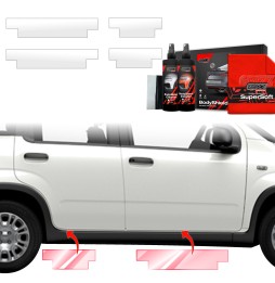 Dørbeskyttere Fiat Panda 2020 - 2025 │ Beskyttelse Dørterskler PPF beskyttelsesfolie Gjennomsiktig BodyShield
