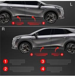 Dørbeskyttere Renault Captur 2024 - 2025 │ Beskyttelse Dørterskler PPF beskyttelsesfolie Gjennomsiktig BodyShield – bilde 2