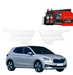 Dørbeskyttere Skoda Fabia 2019 - 2025 │ Beskyttelse Dørterskler PPF beskyttelsesfolie Gjennomsiktig BodyShield