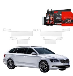 Dørbeskyttere Skoda Superb III 2016 - 2019 │ Beskyttelse Dørterskler PPF beskyttelsesfolie Gjennomsiktig BodyShield