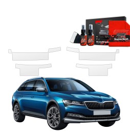 Dørbeskyttere Skoda Superb III 2019 - 2023 │ Beskyttelse Dørterskler PPF beskyttelsesfolie Gjennomsiktig BodyShield